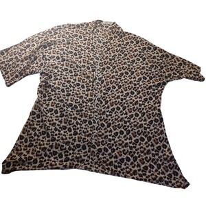 Kate Kasin Leopard Print Kimono Cardigan Womens M Sheer Boho Open Front Cover Up
